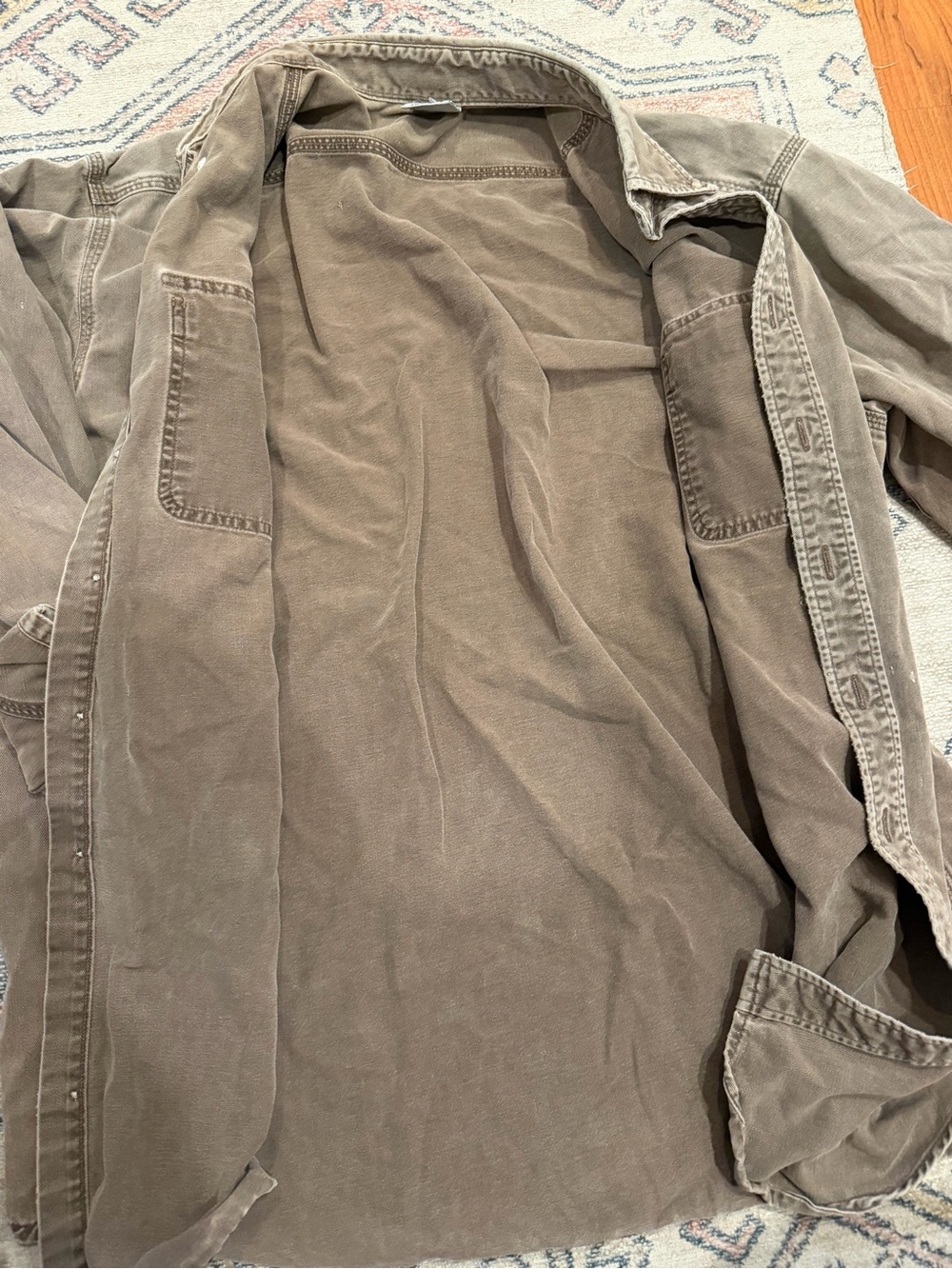 Carhartt Men's Washed Brown Button-Down Work Shirt - Picture 8 of 13